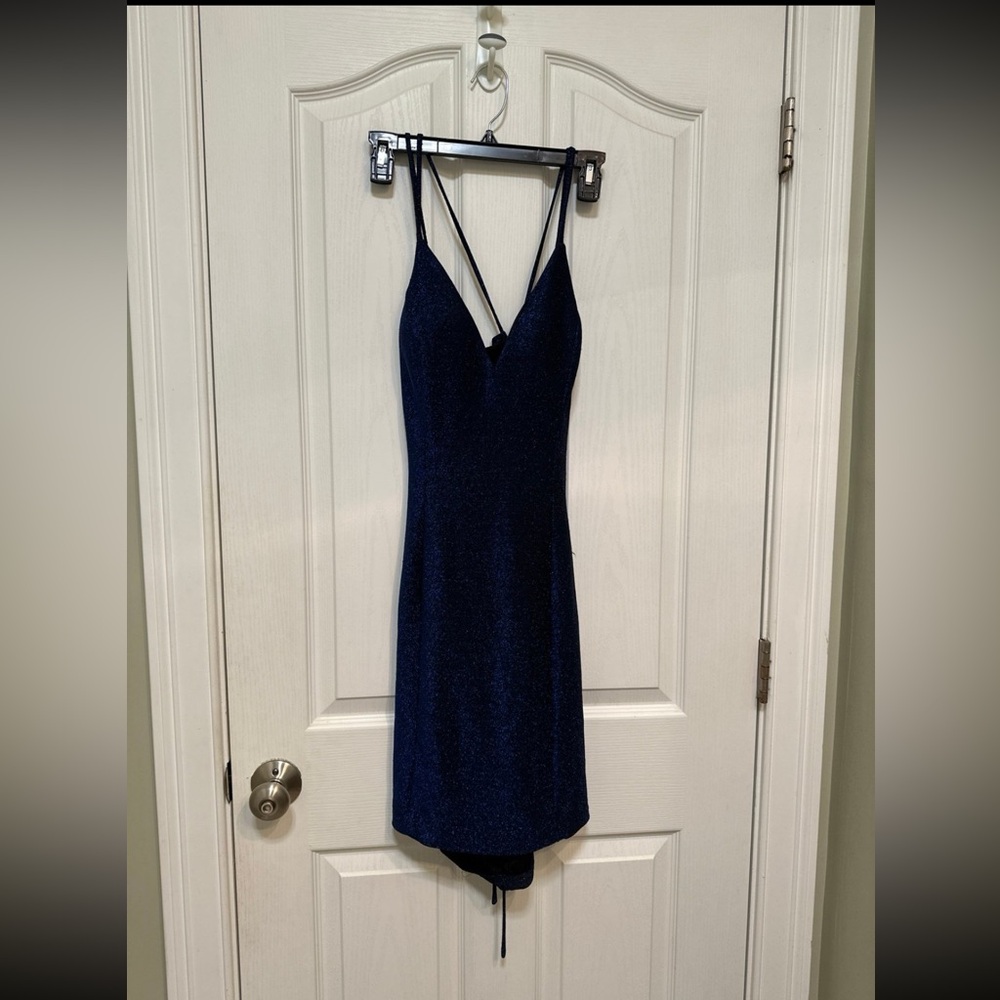 Prom Girl Elegant Sparkly Navy Blue Women's Mini Dress Size 14